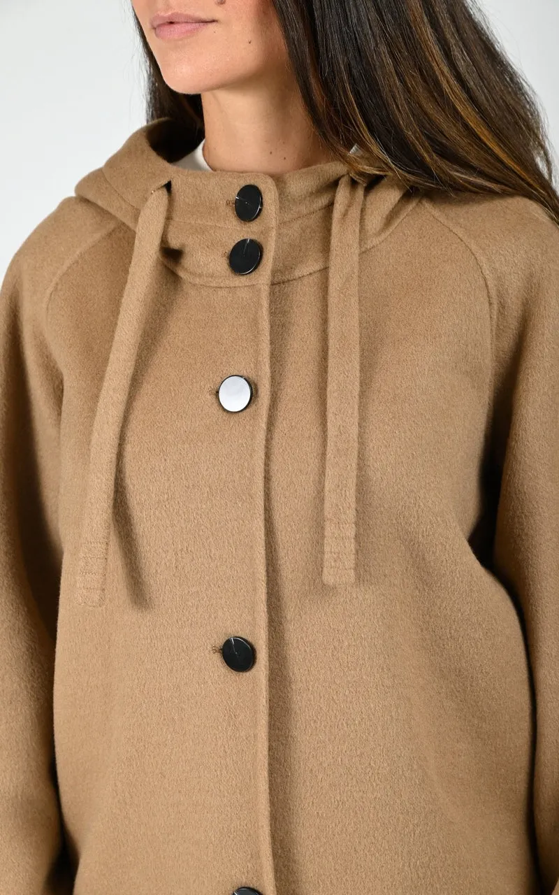 Veste à capuche laine Akita café