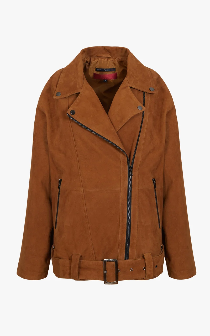 Veste daim cognac