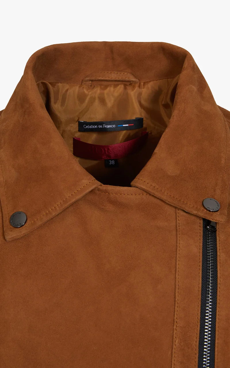 Veste daim cognac