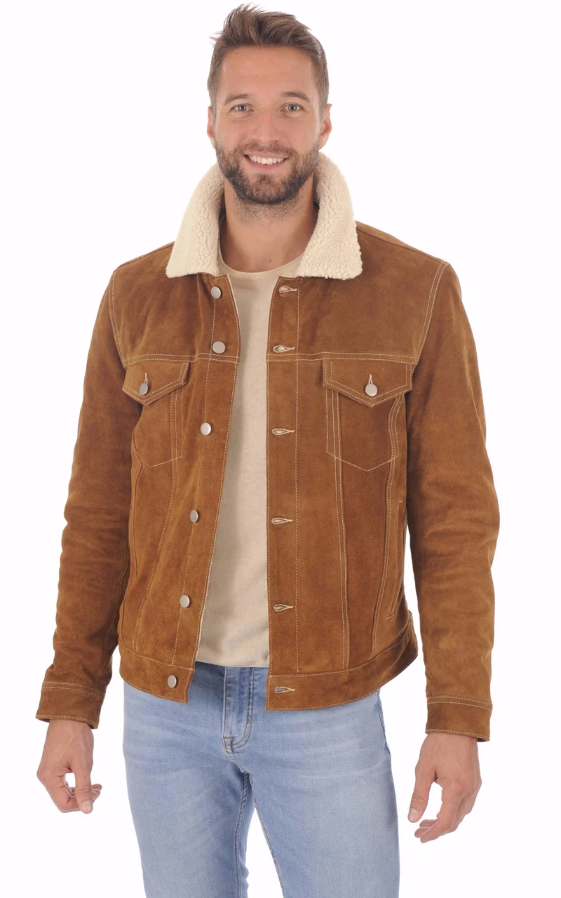 Veste cuir Trucker Cognac