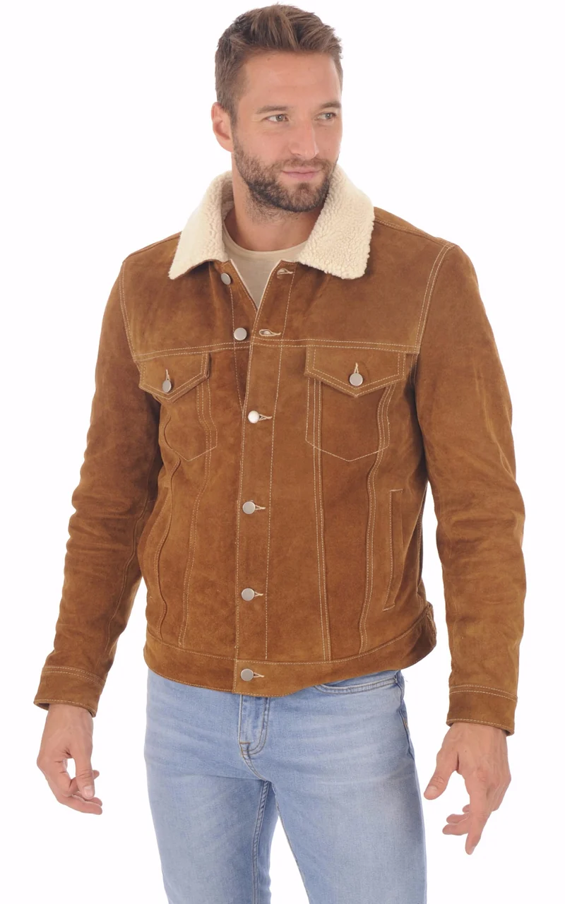 Veste cuir Trucker Cognac