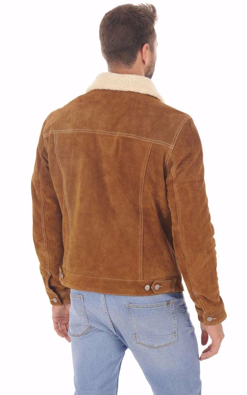 Veste cuir Trucker Cognac