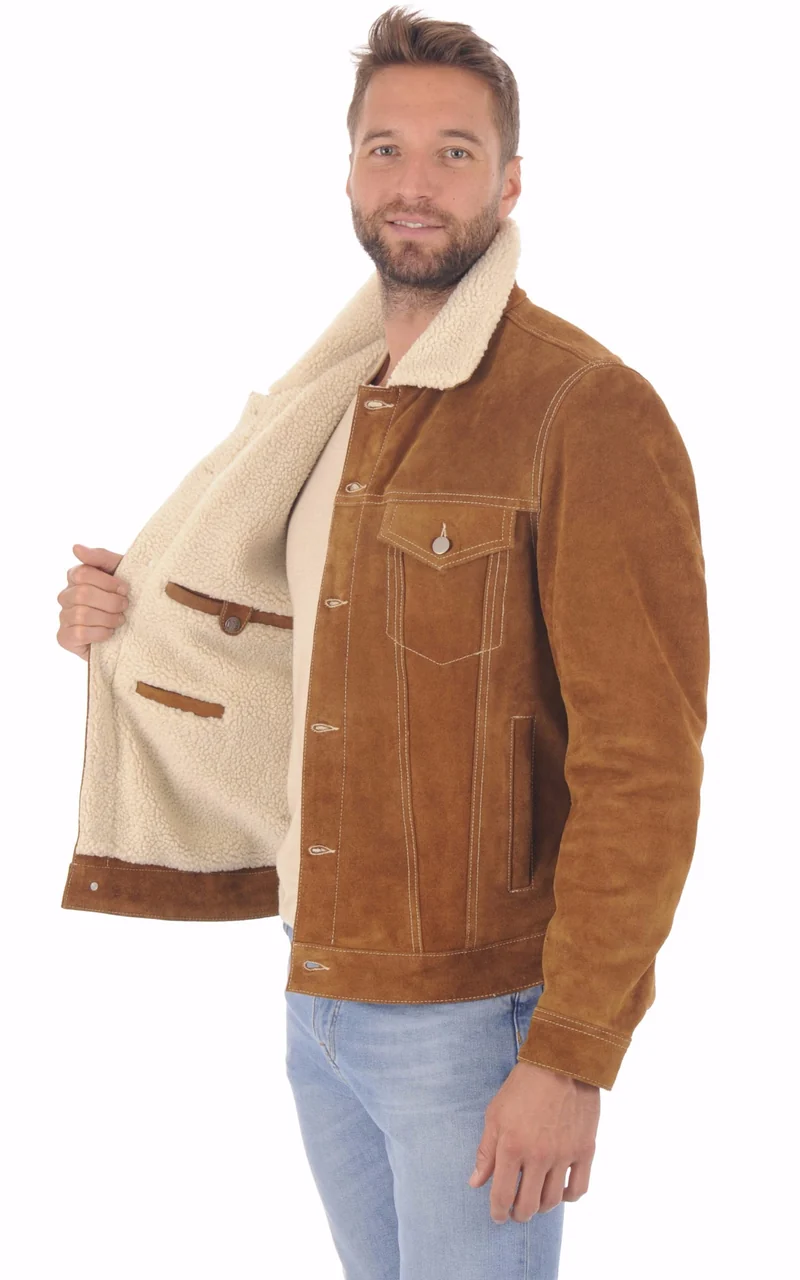 Veste cuir Trucker Cognac