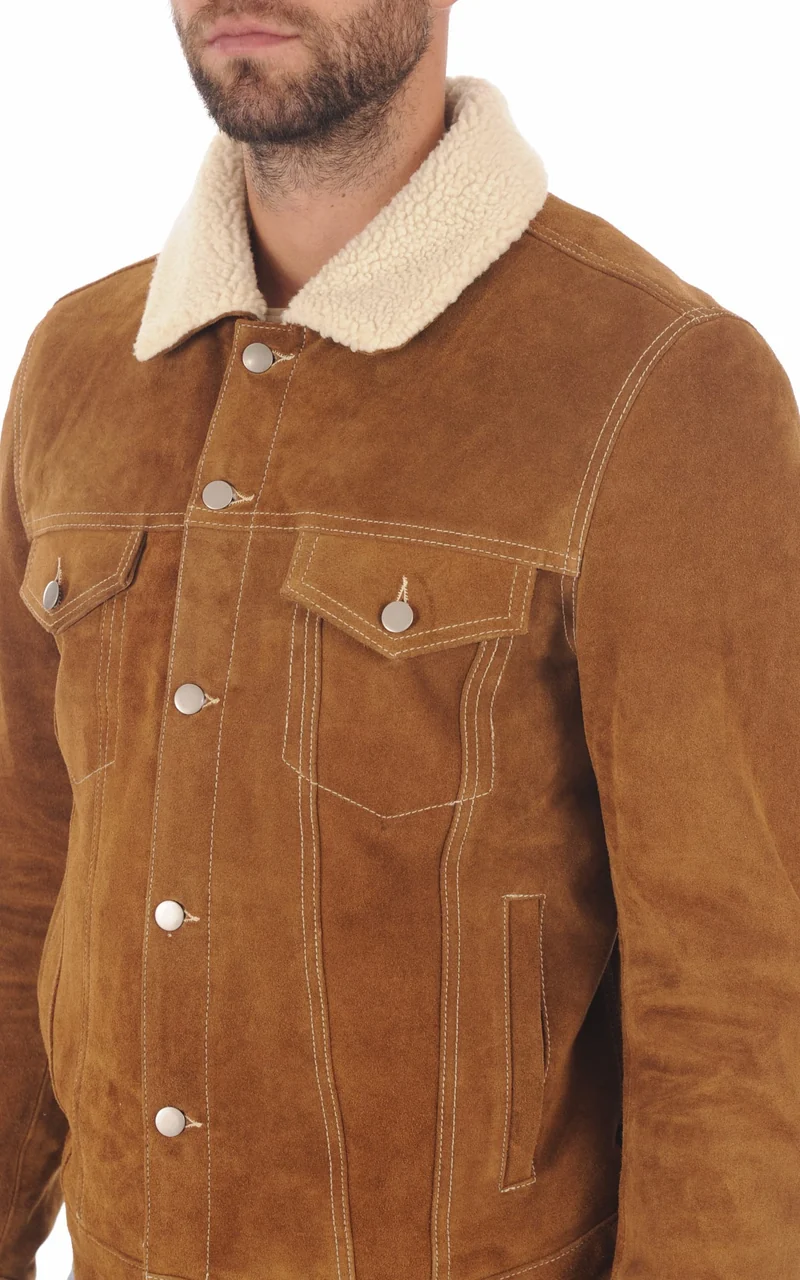 Veste cuir Trucker Cognac