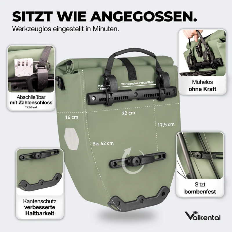 Sac à vélo - grand sac de porte-bagages imperméable