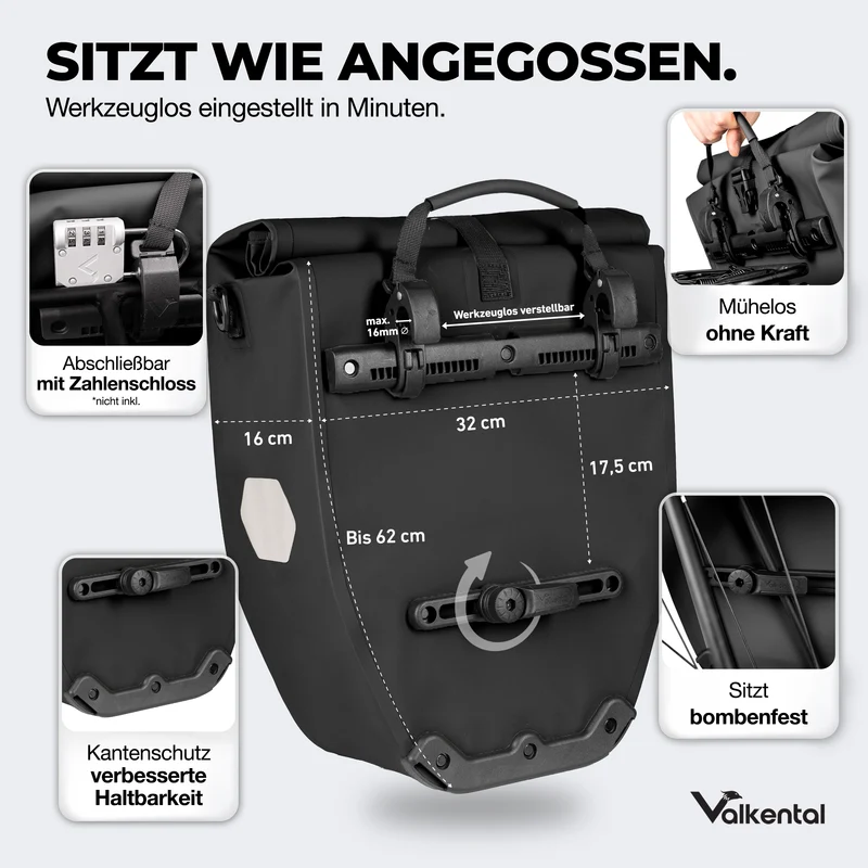 Sac à vélo - grand sac de porte-bagages imperméable