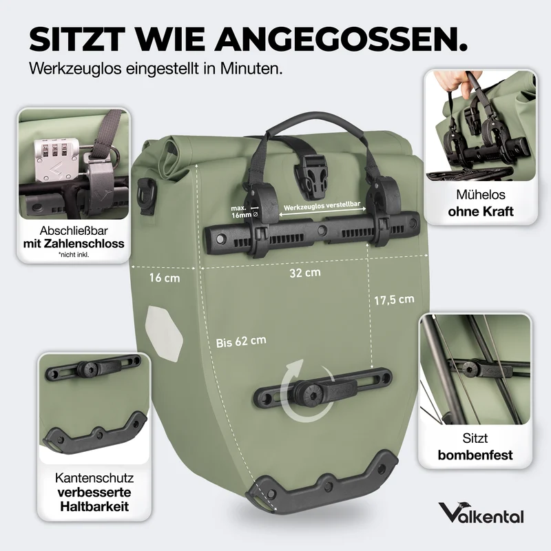 Sac à vélo - grand sac de porte-bagages imperméable