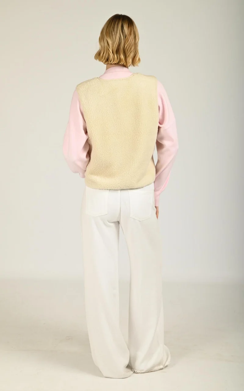 Veste sans manches sherpa Saki crème