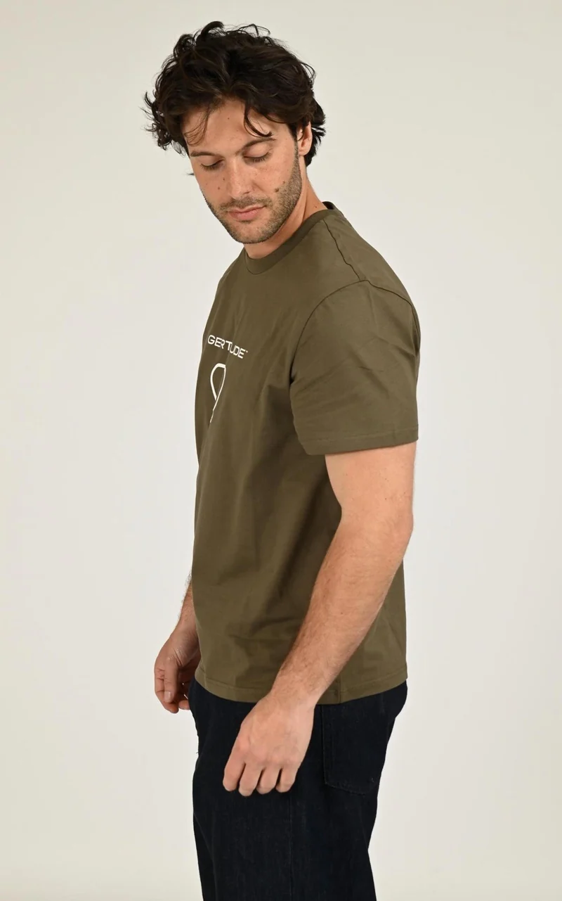 T-shirt Leonce Logo Signature mixte kaki