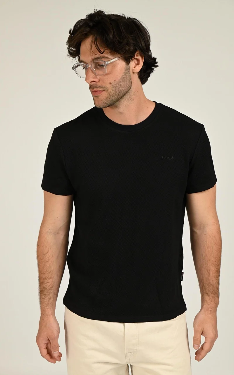 T-shirt maille effet gaufré noir