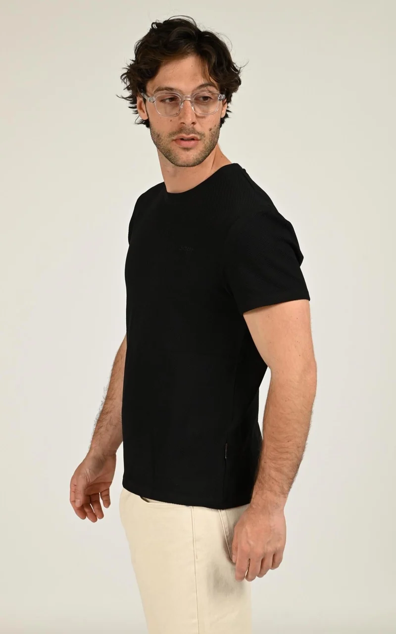 T-shirt maille effet gaufré noir
