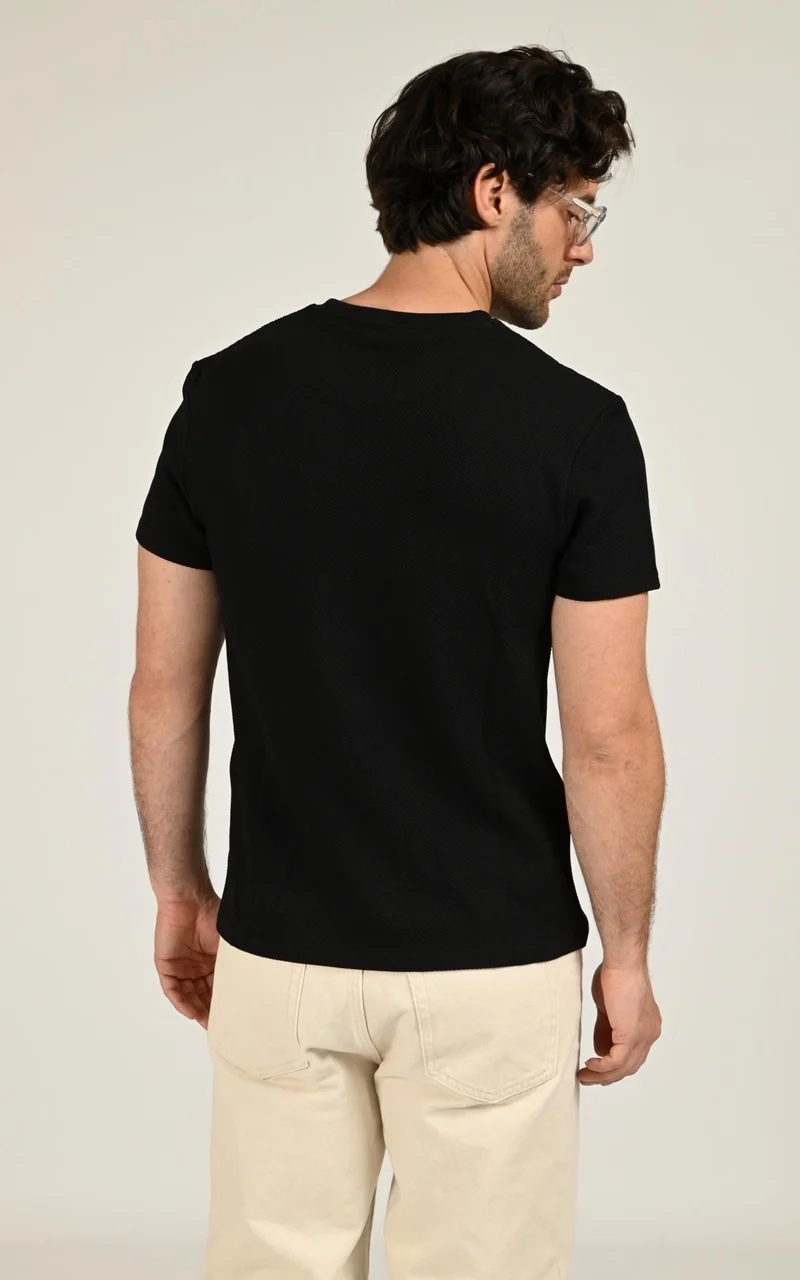 T-shirt maille effet gaufré noir