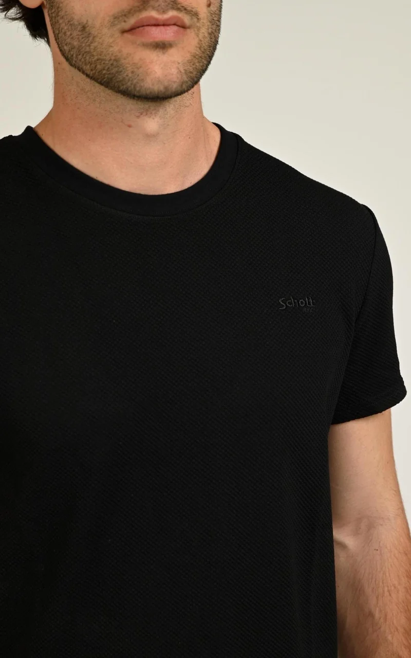 T-shirt maille effet gaufré noir