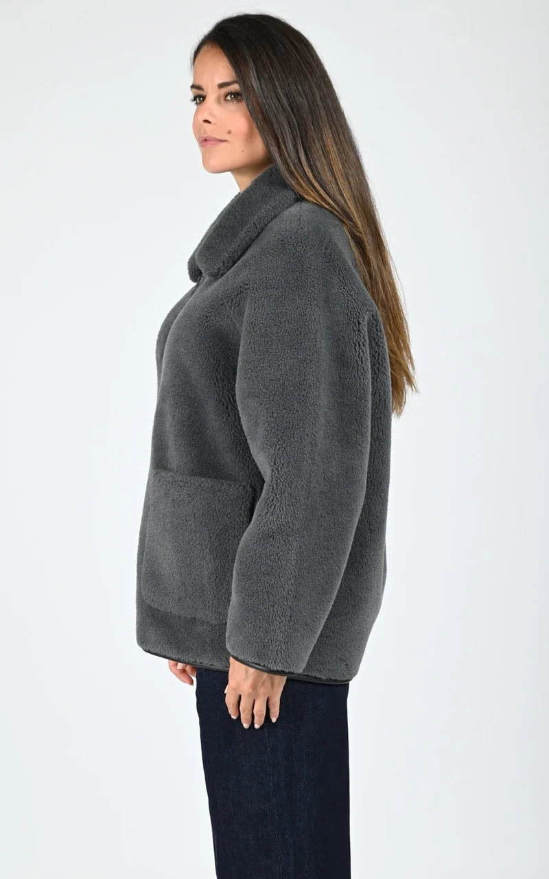 Veste fausse fourrure Juliette gris
