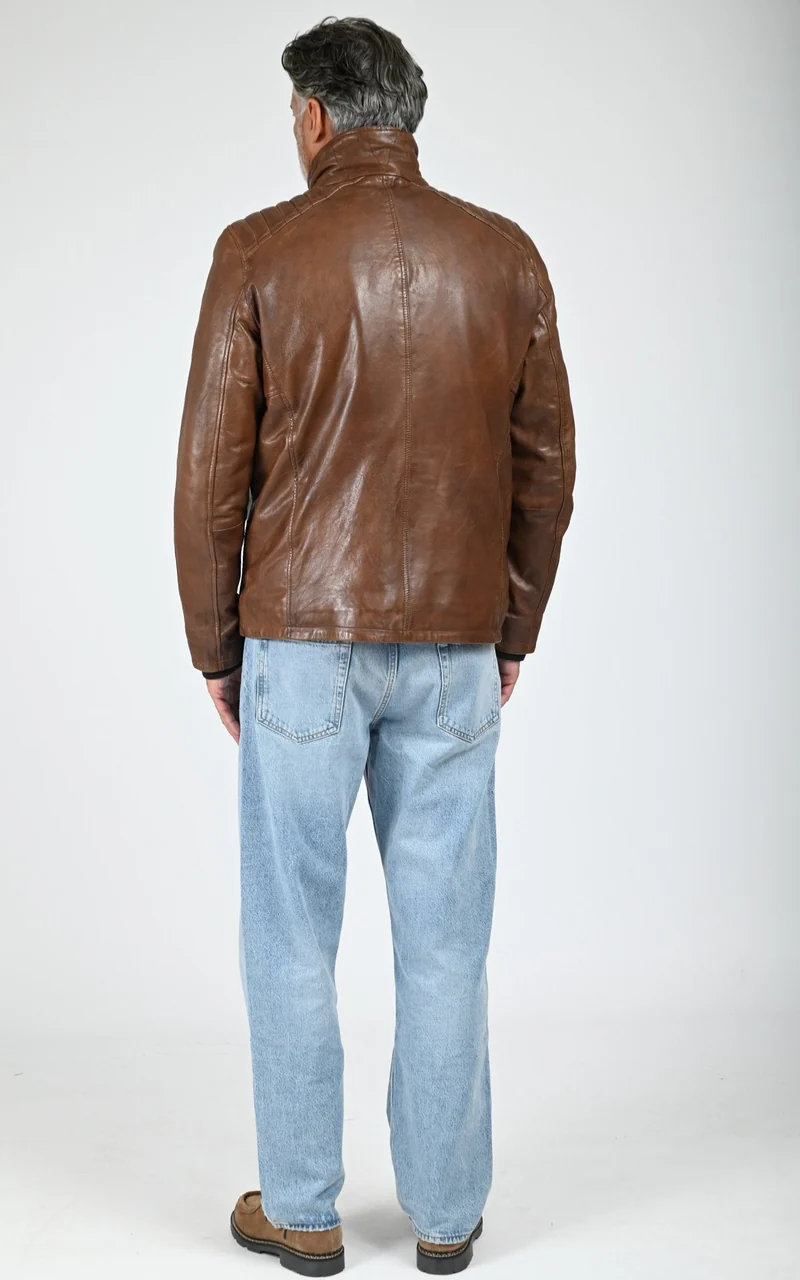 Veste chaude cuir Crowell marron