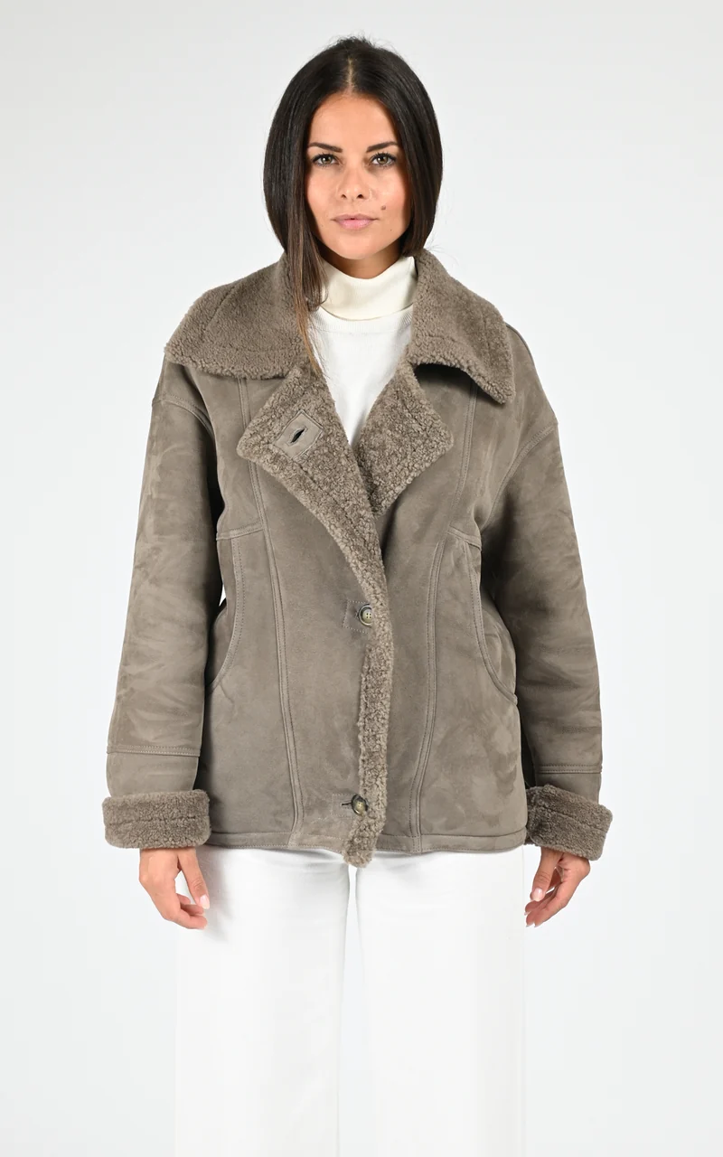 Veste peau lainée Coraline taupe