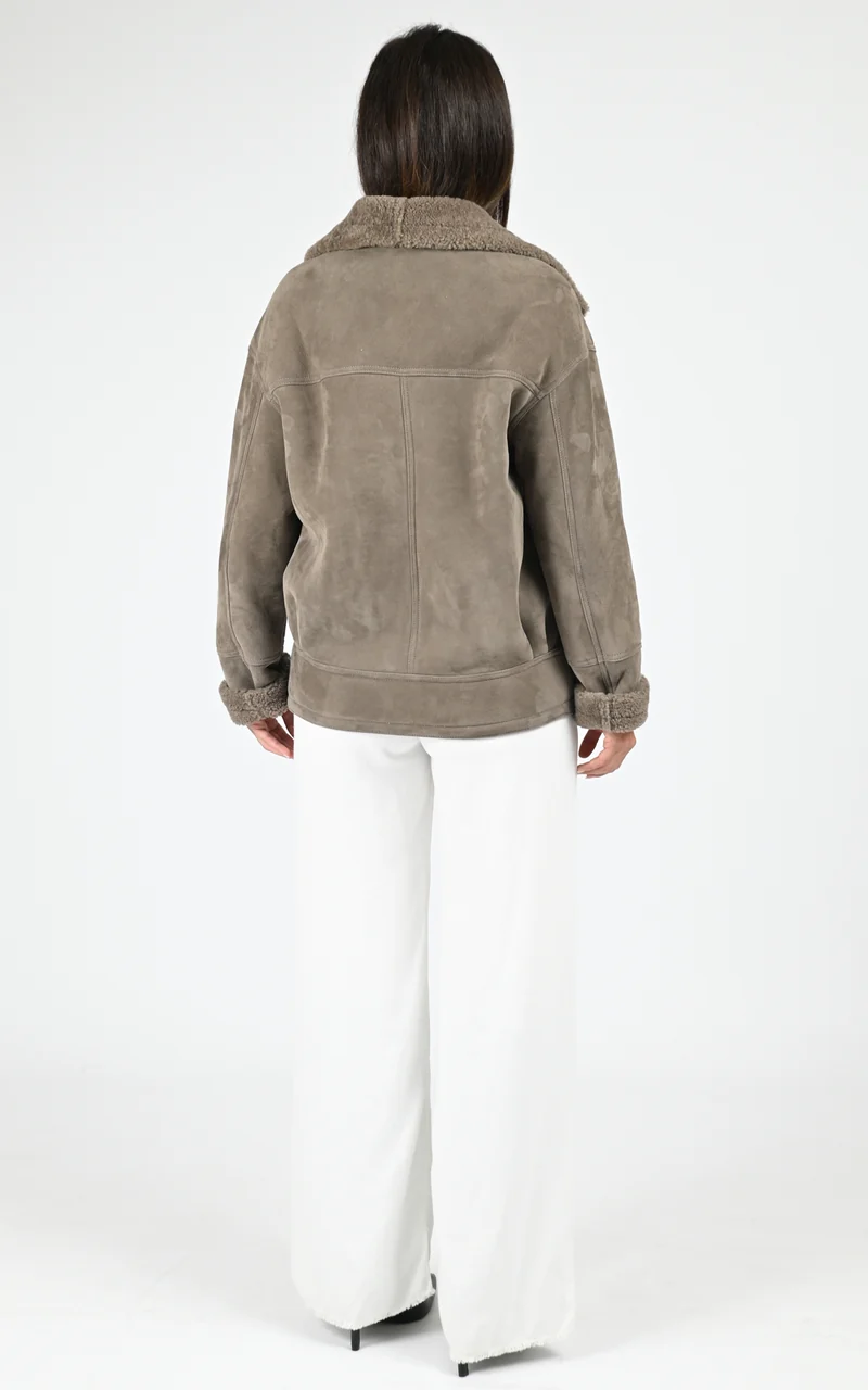 Veste peau lainée Coraline taupe