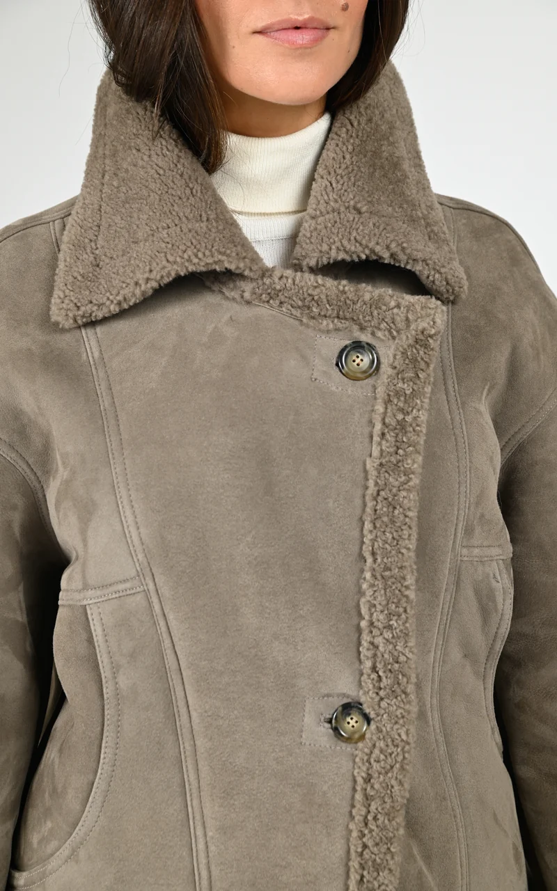 Veste peau lainée Coraline taupe