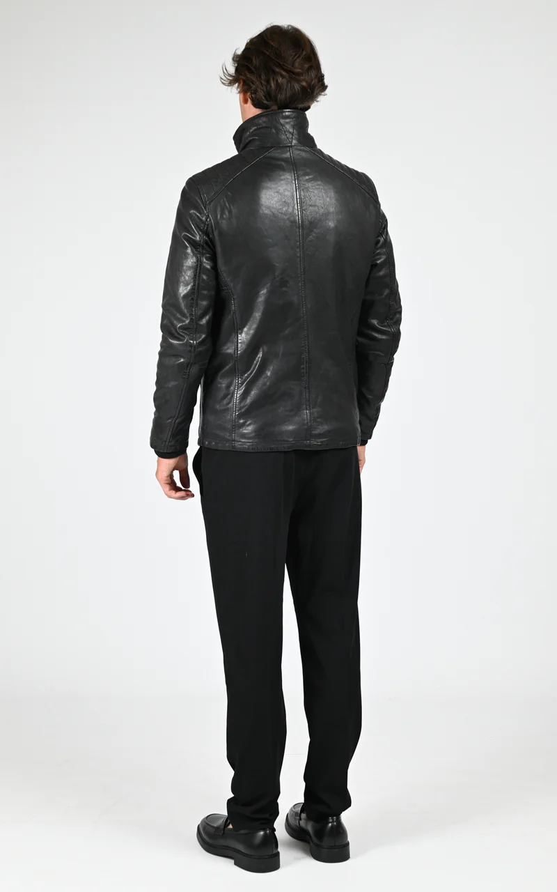 Veste chaude cuir Crowell noir