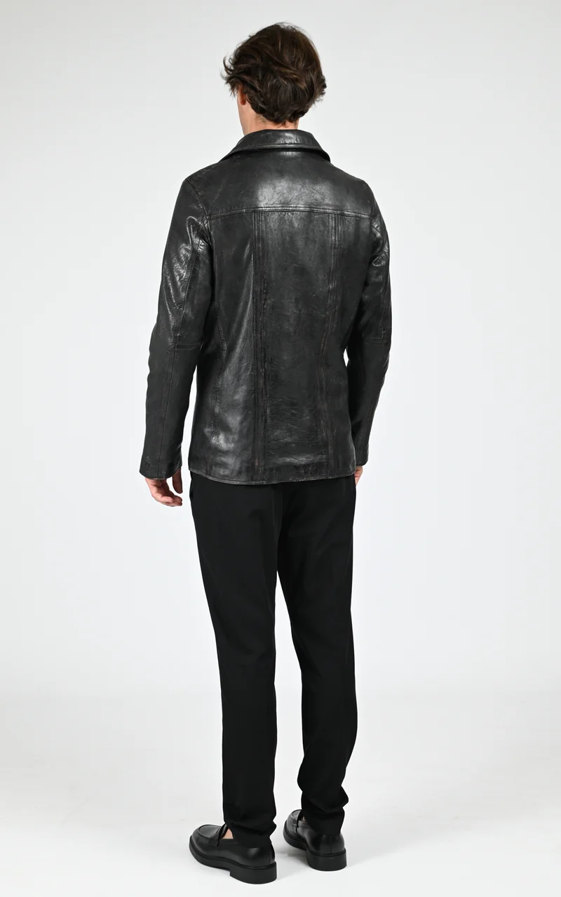 Veste cuir Taggart Vintage noir