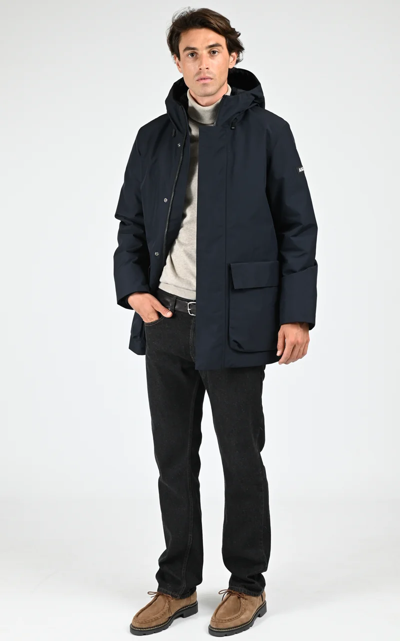 Parka longue à capuche noir