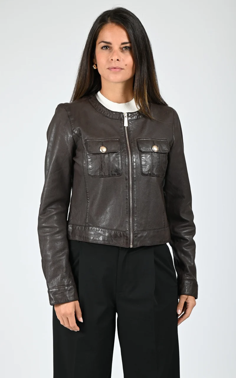 Veste en cuir d'agneau Susan marron