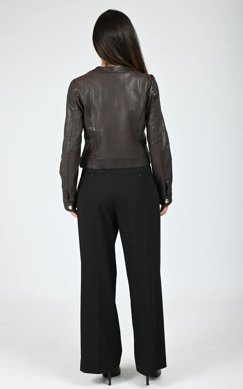 Veste en cuir d'agneau Susan marron