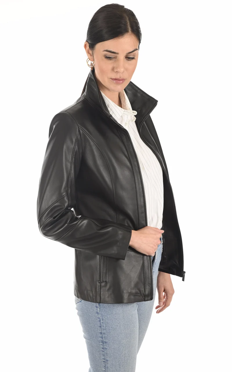 Veste cuir agneau noir