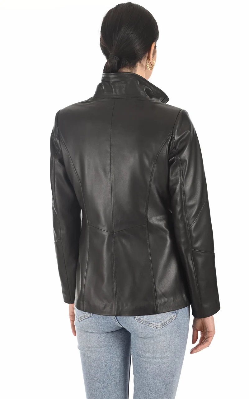 Veste cuir agneau noir