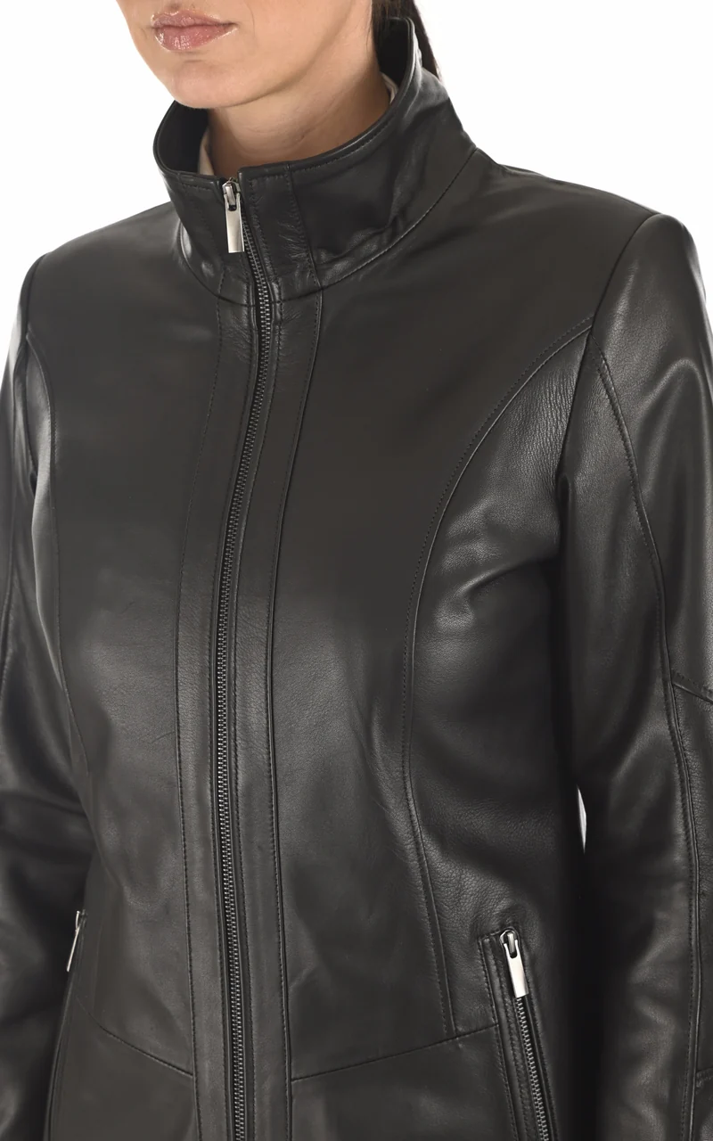 Veste cuir agneau noir