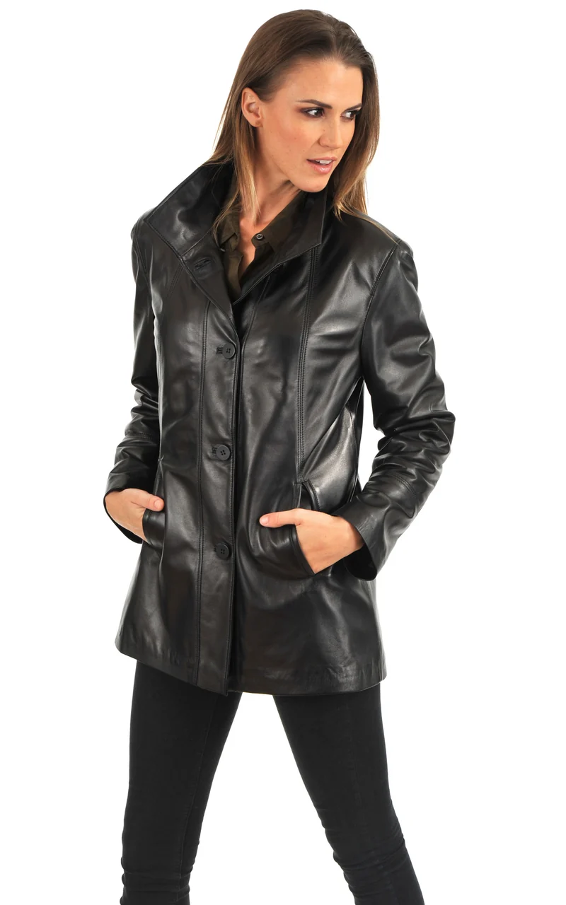 Veste cuir agneau noir
