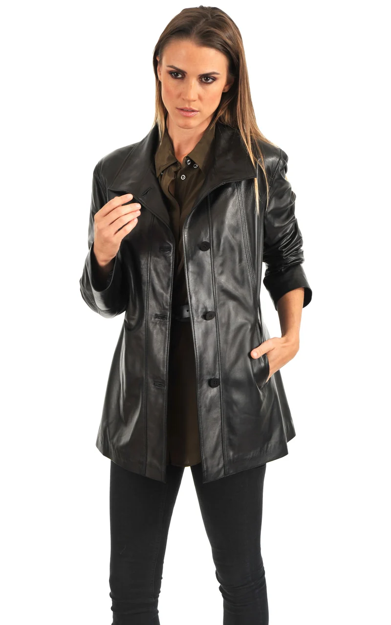 Veste cuir agneau noir