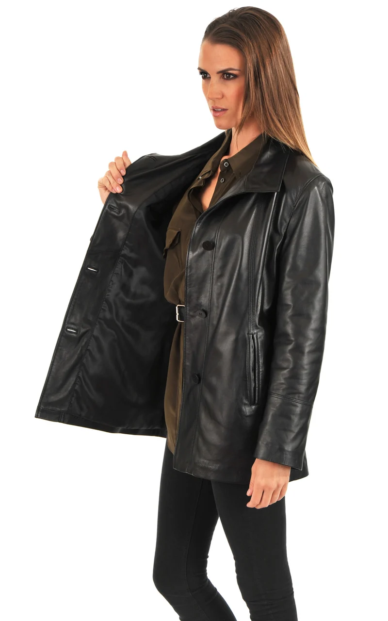 Veste cuir agneau noir