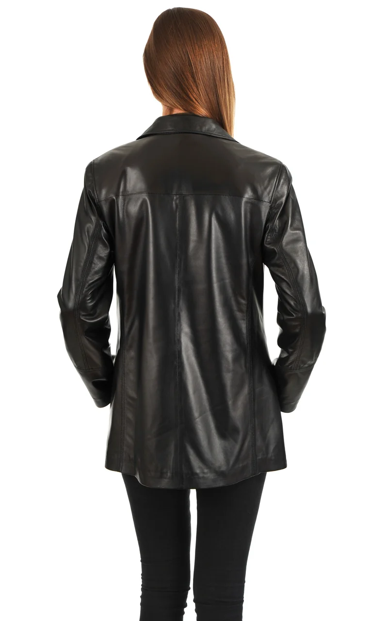 Veste cuir agneau noir