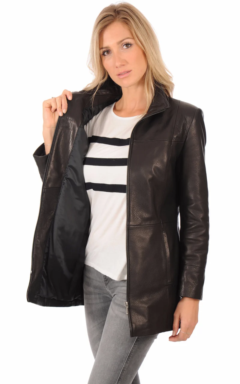 Veste cuir Bubble noir