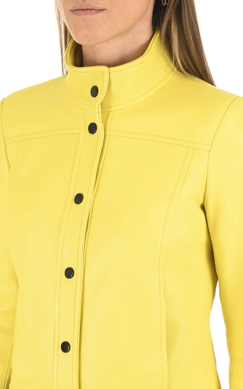 Veste courte cuir jaune
