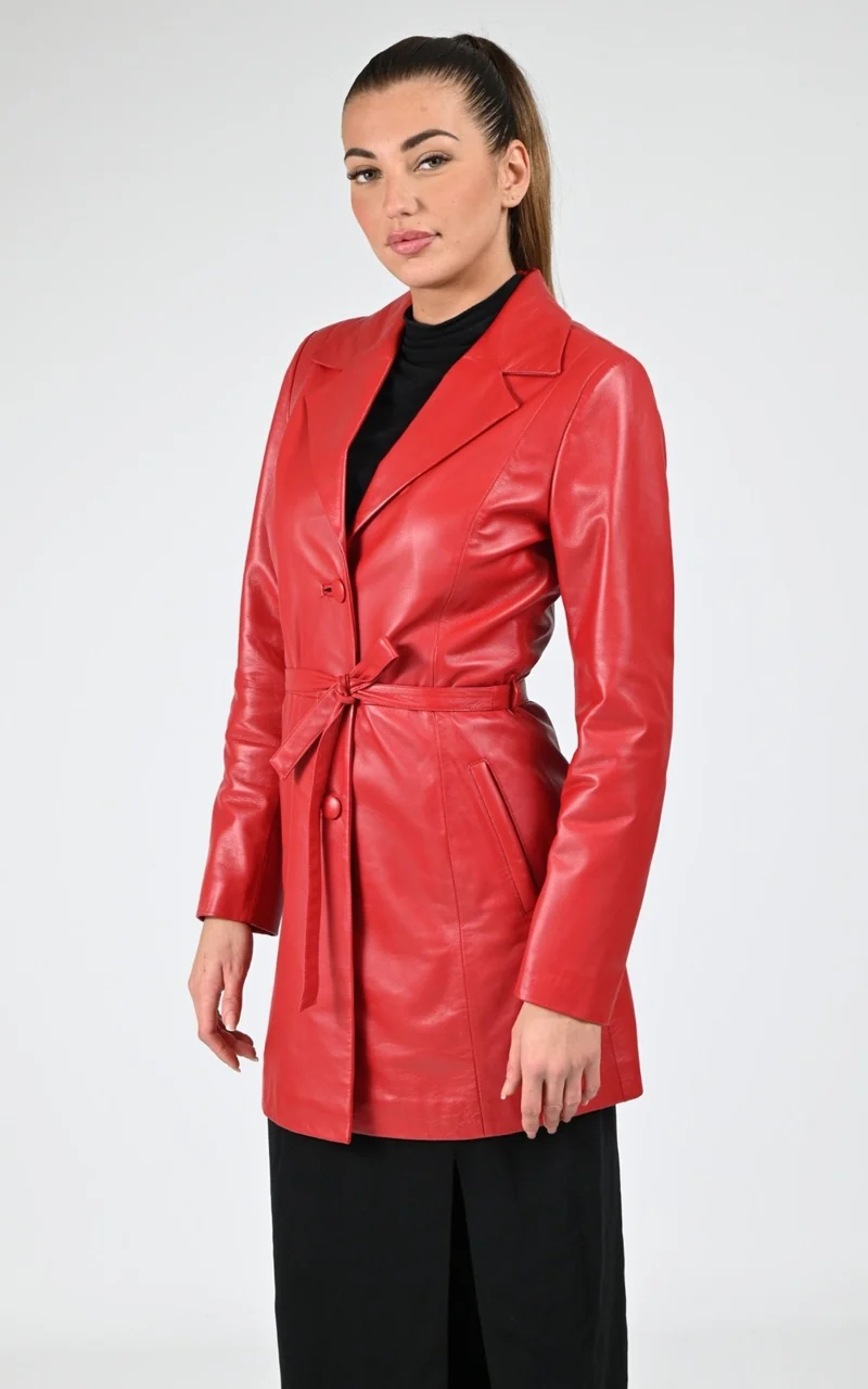 Veste cuir agneau rouge