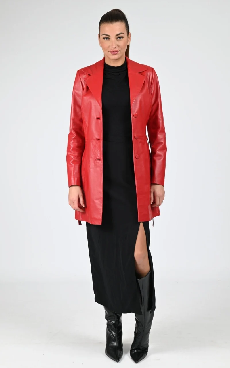 Veste cuir agneau rouge
