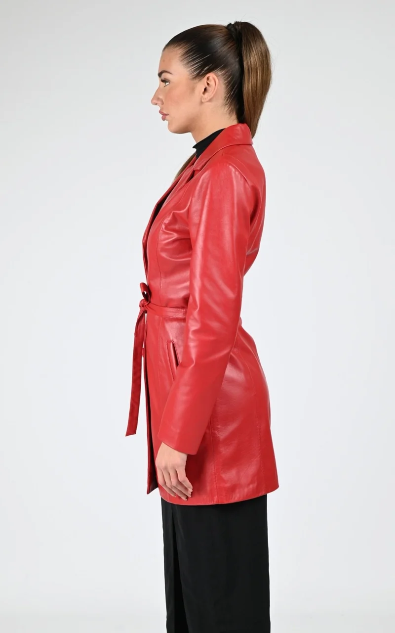 Veste cuir agneau rouge
