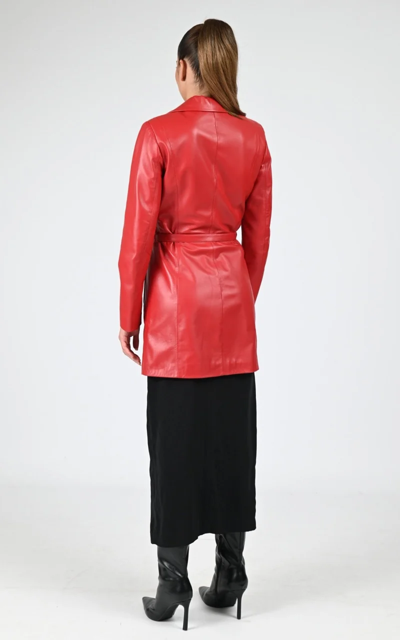 Veste cuir agneau rouge