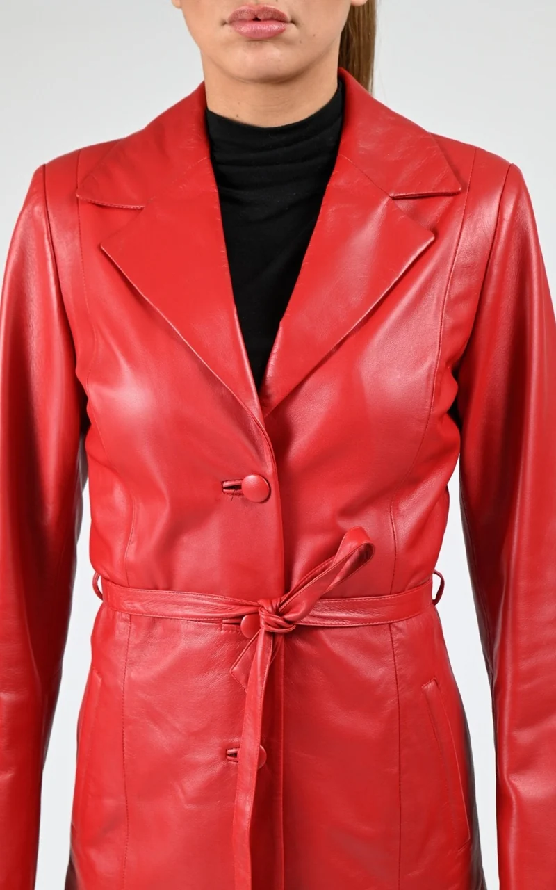 Veste cuir agneau rouge