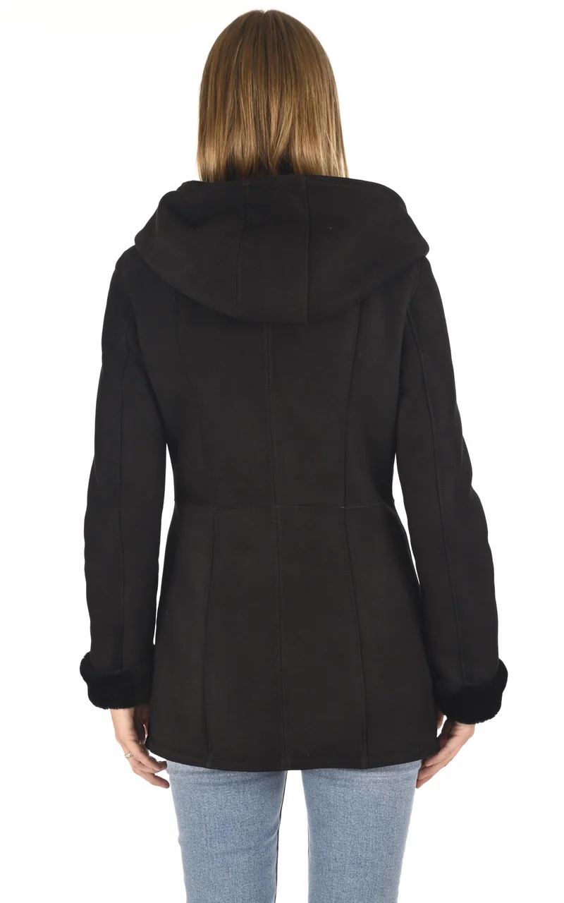 Veste cintrée peau lainée noir