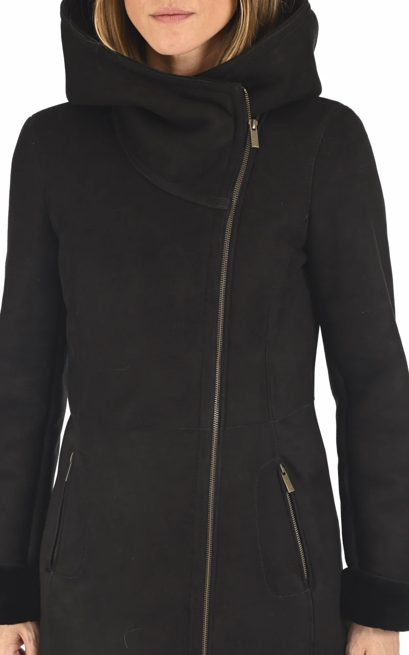 Veste cintrée peau lainée noir