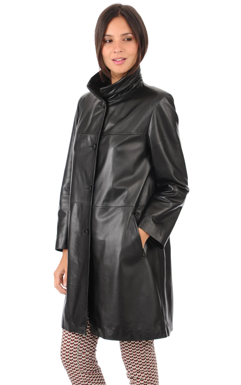 Veste 3/4 cuir agneau noir