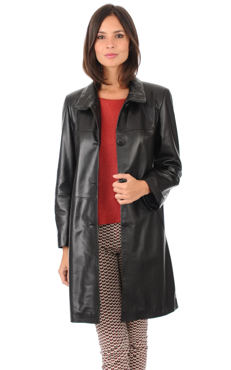 Veste 3/4 cuir agneau noir