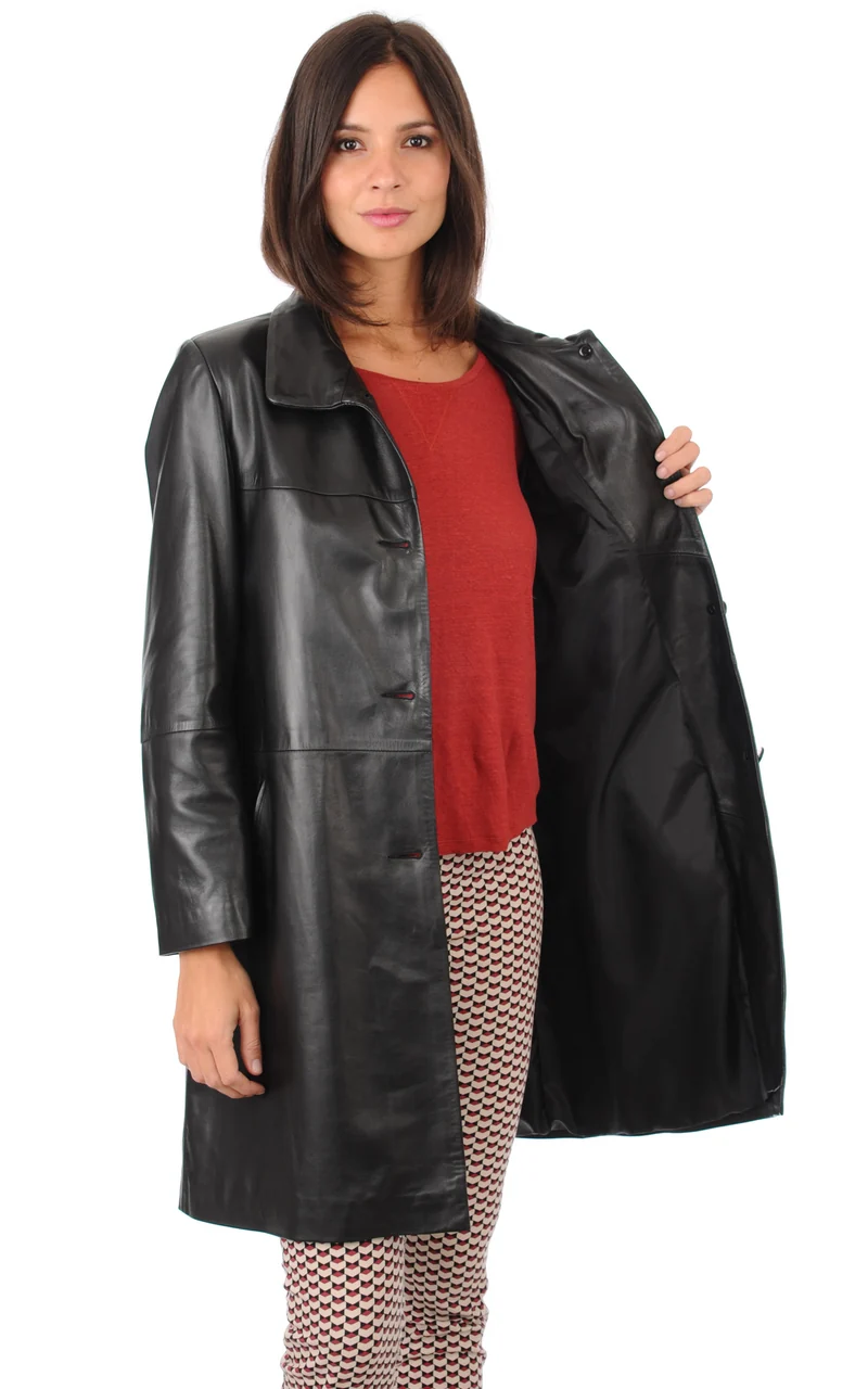 Veste 3/4 cuir agneau noir