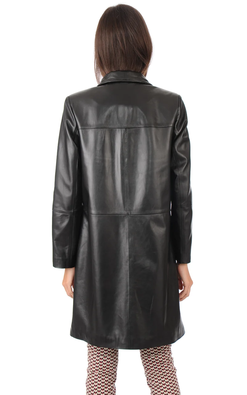 Veste 3/4 cuir agneau noir