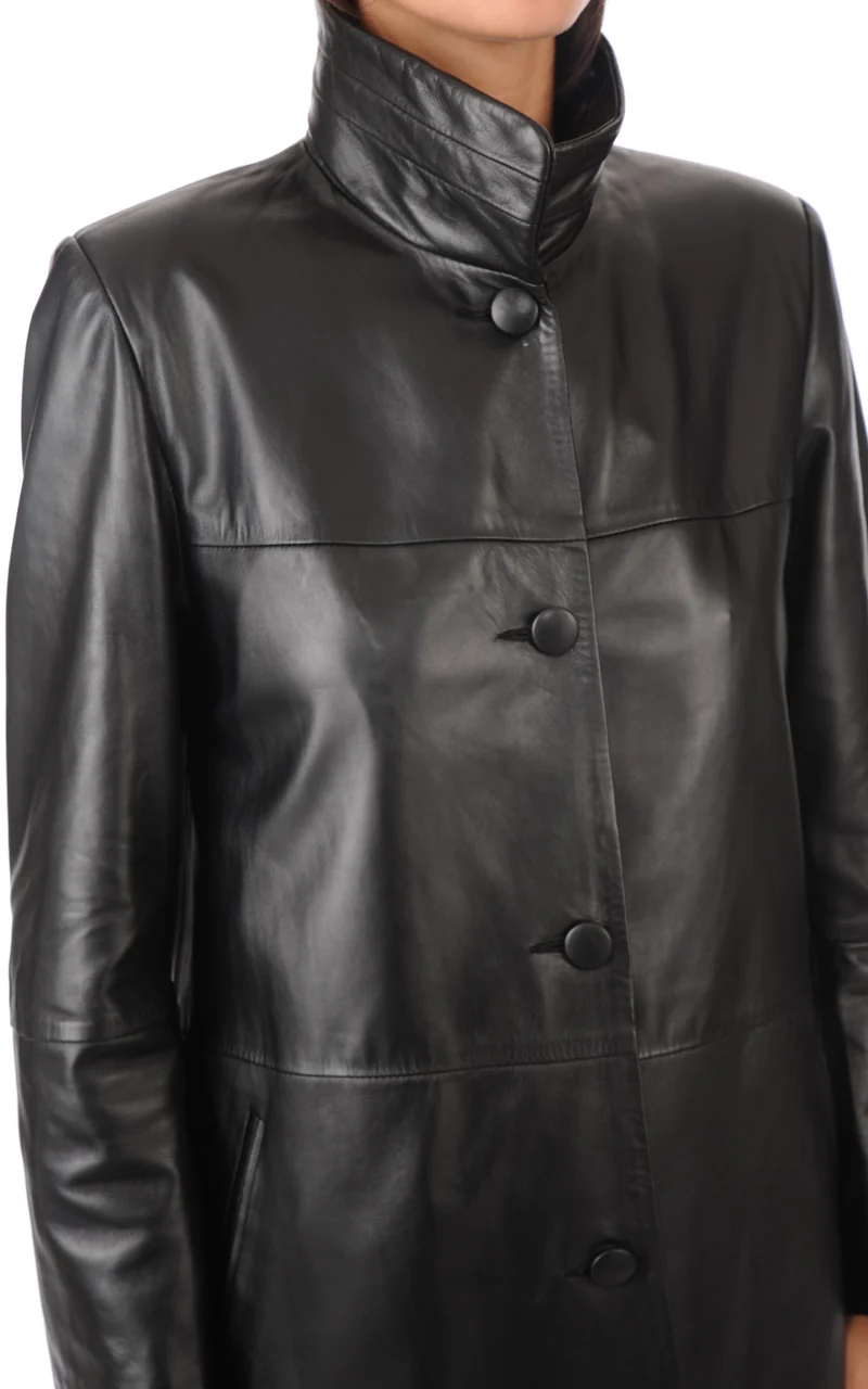 Veste 3/4 cuir agneau noir
