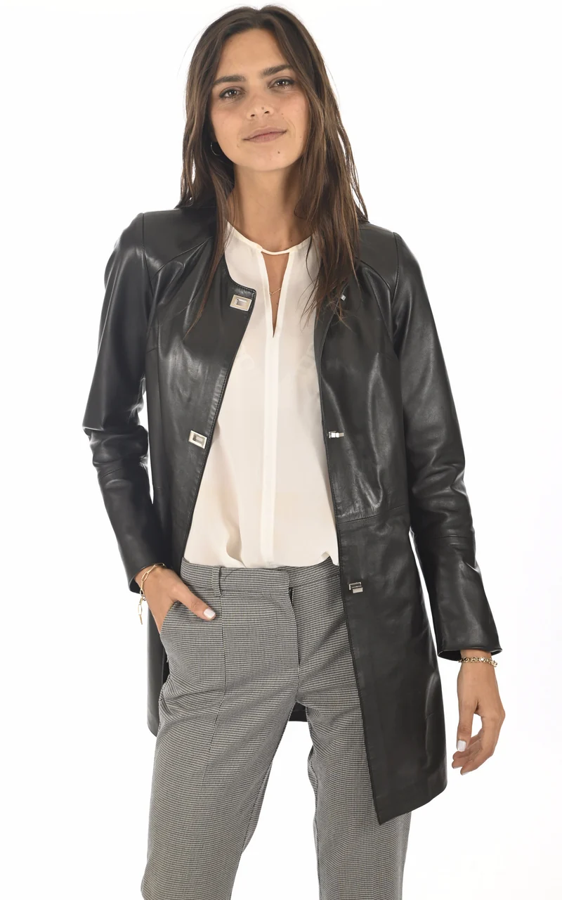 Veste 3/4 cuir agneau noir