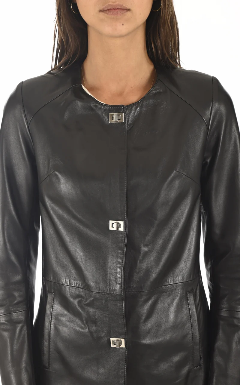 Veste 3/4 cuir agneau noir